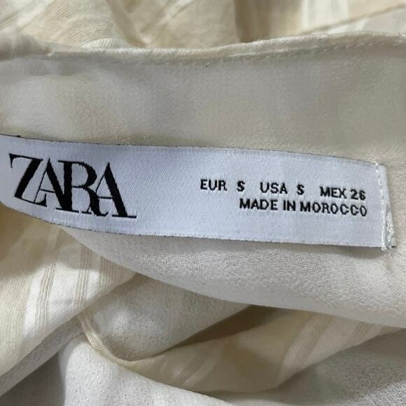 Zara Cream Striped Sleeveless V Neck Knot Cami Sheath Tunic Top Dress Size S - Picture 7 of 10